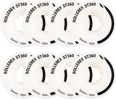 Rollerex ST360 92A Roller Skate Wheels (8-Pack) (Color Options) - Indoor Outdoor - Use for Quad Skate Wheel Replacement (Prime White) in Saudi Arabia