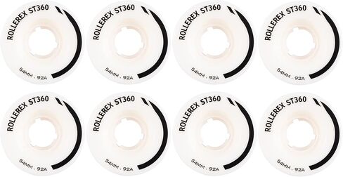 Rollerex ST360 92A Roller Skate Wheels (8-Pack) (Color Options) - Indoor Outdoor - Use for Quad Skate Wheel Replacement (Prime White) in Saudi Arabia