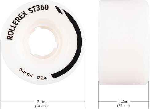 Rollerex ST360 92A Roller Skate Wheels (8-Pack) (Color Options) - Indoor Outdoor - Use for Quad Skate Wheel Replacement (Prime White) in Saudi Arabia