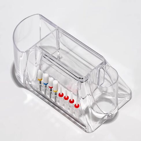 Nail Drill Bits Holder, Nail Drill Machine & Bits Manicure Tools Storage Box with 8 Holes, Transparent Professional Nail Drill Stand Holder Organizer, Nail Drill Tool Displayer Holder Case in Saudi Arabia