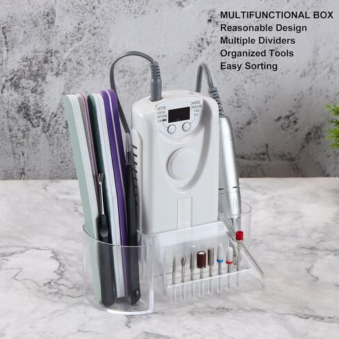 Nail Drill Bits Holder, Nail Drill Machine & Bits Manicure Tools Storage Box with 8 Holes, Transparent Professional Nail Drill Stand Holder Organizer, Nail Drill Tool Displayer Holder Case in Saudi Arabia