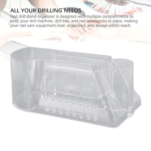 Nail Drill Bits Holder, Nail Drill Machine & Bits Manicure Tools Storage Box with 8 Holes, Transparent Professional Nail Drill Stand Holder Organizer, Nail Drill Tool Displayer Holder Case in Saudi Arabia