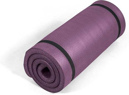 سجادة اليوغا بسمك 1 بوصة من Tone Fitness | بساط تمرين عالي الكثافة وغير قابل للانزلاق مع حزام حمل لليوجا والبيلاتس وتمارين الصالة الرياضية المنزلية | خيارات متعددة in Kuwait