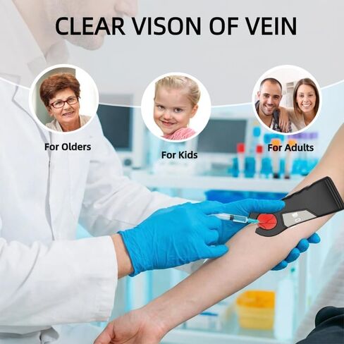 مكتشف الأوردة للوصول إلى الوريد - عارض الأوردة المحمول LED مع سطوع قابل للتعديل، شاشة رقمية - مناسب لجميع ألوان البشرة والممرضات والعيادات والاستخدام المنزلي (أسود) in Kuwait