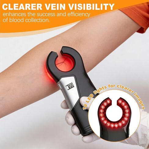 Rechargeable Venous Finder Viewer, Suitable for Use in Nurse Clinics and Homes for Venipuncture and Venipuncture Procedures, with Vein Finder Lights for Various Skin Types -Black in Saudi Arabia