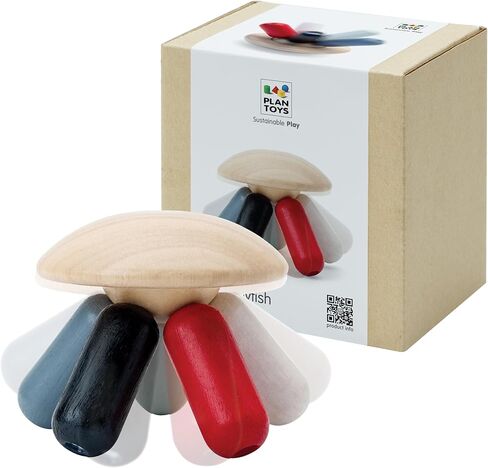 PlanToys Wooden Square Clutching Baby Toy (5245) | Sustainably Made from Rubberwood and Non-Toxic Paints and Dyes in Kuwait