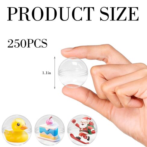 250 عبوة من كبسولات آلة بيع كرات العلكة، عبوات بلاستيكية شفافة مقاس 1.1 بوصة، كبسولات بيع مستديرة فارغة للجوائز، والمفاجآت المخفية، وهدايا الحفلات ذات الطابع الخاص in Kuwait