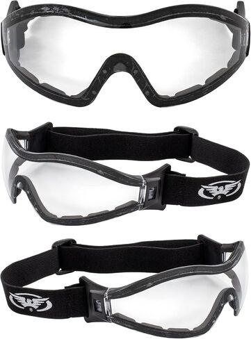 GV Z33 Motorcycle Skydiving Airsoft Goggle Low Profile Anti Fog Clear Lens Plus Storage Bag Global Vision in Kuwait