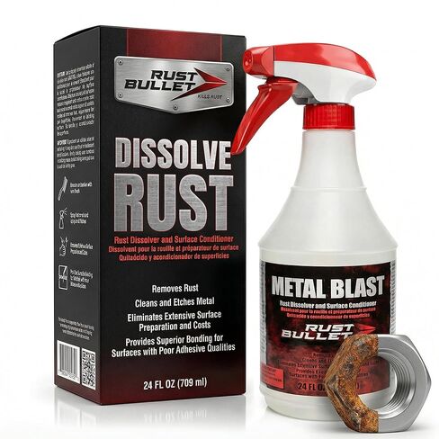 RUST BULLET - Metal Blast Rust Remover 1 Gallon - Rust Treatment, Metal Cleaner and Conditioner - Removes Rust, Grease, and Contaminates for a Superior Bond - Rust Remover Metal Cleaner in Kuwait