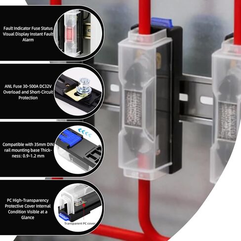 مجموعة حامل الصمامات 300A ANL مع قطعتين من الصمامات 300A 32VDC ANL كتلة الصمامات المضمنة، حامل فيوز 300 أمبير مع غطاء شفاف لأنظمة صوت السيارة وأنظمة الفيديو والبحرية والمركبات الترفيهية والشاحنات والمركبات ATV - مجموعة حماية كاملة للدوائر in Kuwait