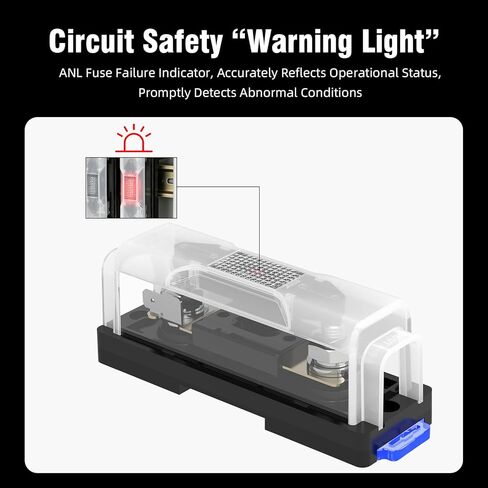 مجموعة حامل الصمامات 300A ANL مع قطعتين من الصمامات 300A 32VDC ANL كتلة الصمامات المضمنة، حامل فيوز 300 أمبير مع غطاء شفاف لأنظمة صوت السيارة وأنظمة الفيديو والبحرية والمركبات الترفيهية والشاحنات والمركبات ATV - مجموعة حماية كاملة للدوائر in Kuwait