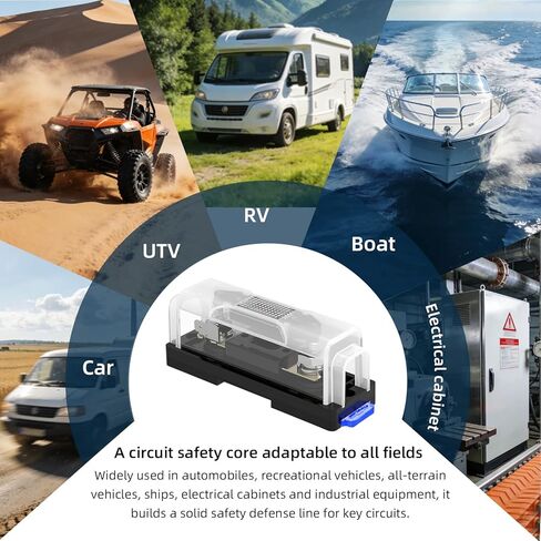 مجموعة حامل الصمامات 300A ANL مع قطعتين من الصمامات 300A 32VDC ANL كتلة الصمامات المضمنة، حامل فيوز 300 أمبير مع غطاء شفاف لأنظمة صوت السيارة وأنظمة الفيديو والبحرية والمركبات الترفيهية والشاحنات والمركبات ATV - مجموعة حماية كاملة للدوائر in Kuwait