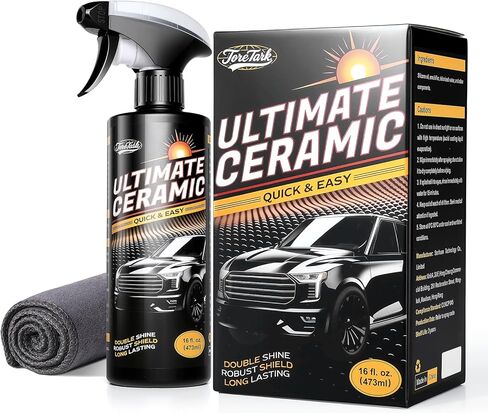 Carceracot Ceramic Coating for Cars (16 oz.), Unmatched Shine Nano Car Coating Spray, No Pungent Smell, Extreme Hydrophobic Quick Detailer Spray, Long-Lasting Polish Coat Kit with Microfiber Towel in Kuwait