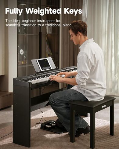Donner DEP-16A Beginner Digital Piano 88 Key Full Size Weighted Keyboard, Portable Electric Piano with 3-Pedal Unit in Saudi Arabia
