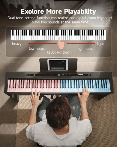 Donner DEP-16A Beginner Digital Piano 88 Key Full Size Weighted Keyboard, Portable Electric Piano with 3-Pedal Unit in Saudi Arabia