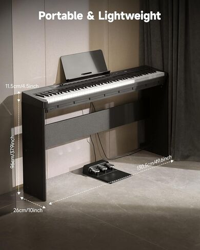 Donner DEP-16A Beginner Digital Piano 88 Key Full Size Weighted Keyboard, Portable Electric Piano with 3-Pedal Unit in Saudi Arabia