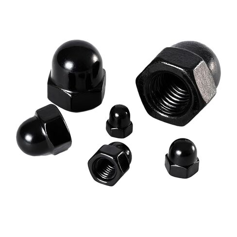 صواميل بغطاء الجوزة M8-1.25 مم (20 قطعة)، فولاذ كربوني مطلي بالزنك الأسود، صواميل قبة سداسية مترية للاستخدام الديكوري والهيكلي in Kuwait