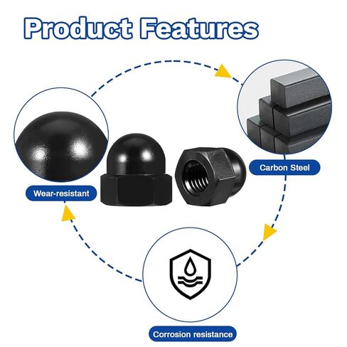 Hex Acorn Cap Nuts Assortment Kit, 170 Pieces, 6 Sizes (M3/M4/M5/M6/M8/M10), Nylon Bolt Cover Caps for Indoor and Outdoor Protection in Saudi Arabia