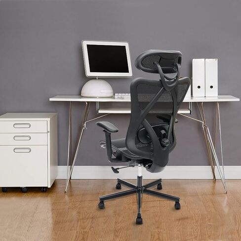 Mesh Office Chair,Ergonomic Office Chairs with Wheels,Adjustable Lumbar Support,Armrest,Headrest-Tilt High Back Desk Chair with Mute Wheel for Office, Home, Gaming in Saudi Arabia