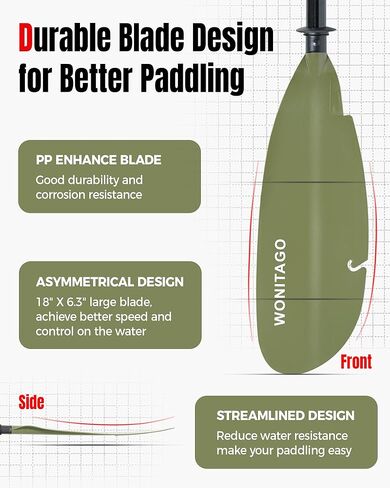 Angler Kayak Paddle with Fiberglass Shaft and Plastic Blade, Floating Adjustable Fihsing Kayak Oar, 220-240 cm/86-94", 240-260 cm/94-102", 260-280 cm/102-110" in Kuwait