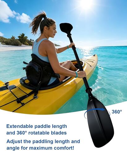 مجداف كاياك قابل للتعديل مقاس 62-87 بوصة مجداف كاياك من الفولاذ المقاوم للصدأ وشفرات من الألياف الزجاجية غير قابلة للانزلاق ومقبض كاياك مجذاف للشباب والكبار مع حقيبة حمل in Kuwait