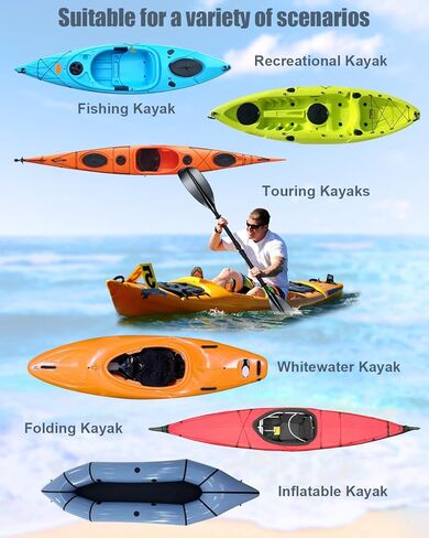 مجداف كاياك قابل للتعديل مقاس 62-87 بوصة مجداف كاياك من الفولاذ المقاوم للصدأ وشفرات من الألياف الزجاجية غير قابلة للانزلاق ومقبض كاياك مجذاف للشباب والكبار مع حقيبة حمل in Kuwait