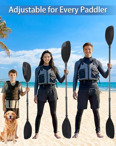 Adjustable Kayak Paddle, 62"–87" Telescopic Kayak Paddle Stainless Steel Shaft & Fiberglass Blades Detachable Travel Canoeing Kayaking Oar for Teens & Adults in Kuwait