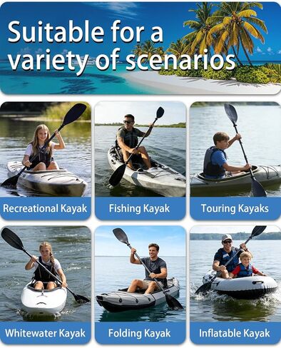 Adjustable Kayak Paddle, 62"–87" Telescopic Kayak Paddle Stainless Steel Shaft & Fiberglass Blades Detachable Travel Canoeing Kayaking Oar for Teens & Adults in Kuwait