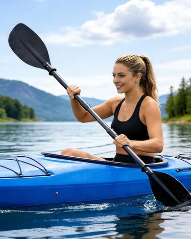 Adjustable Kayak Paddle, 62"–87" Telescopic Kayak Paddle Stainless Steel Shaft & Fiberglass Blades Detachable Travel Canoeing Kayaking Oar for Teens & Adults in Kuwait