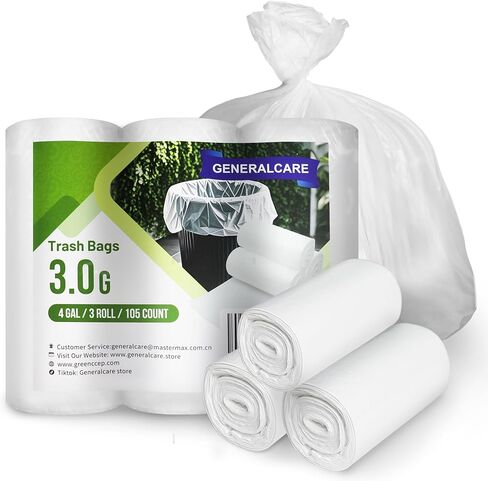 4 Gallon Small Trash Bags 105 Count Tear & Leak Resistant Small Garbage Bags For Bathroom White Trash Can Liners 3G/EACH in Saudi Arabia