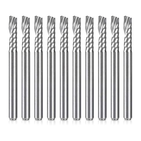 10pcs O Flute Aluminium Router Bits 1/8 Inch Shank Spiral Up Cut Bit Single End Mill Set Solid Tungsten Carbide CNC Engraving Milling Cutter in Saudi Arabia