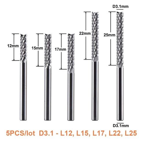 High Speed ​​Steel HSS Straight End Mill 5pcs/Set PCB Mills D3.1-12 15 17 22 25mm Solid Carbide Corn Milling Cutter Bits CNC Cutting Tools in Saudi Arabia
