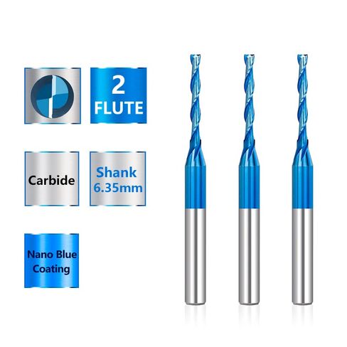 1pcs Standard Spiral Bit with Up Cut Solid Carbide 6.35mm Shank HRC55 End Mill for Wood Carving in Saudi Arabia