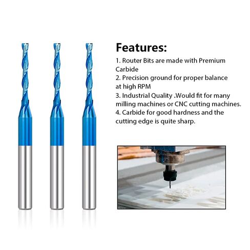 1pcs Standard Spiral Bit with Up Cut Solid Carbide 6.35mm Shank HRC55 End Mill for Wood Carving in Saudi Arabia
