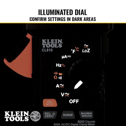 Klein Tools CL810 Digital Pro Clamp Meter with Flashlight, 600A AC/DC Auto-Ranging, True RMS, NCVT, Measures Current, LOZ,Temperature, and More in Saudi Arabia