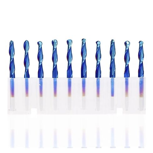 10 Pieces 2 Flute Ball Nose End Mills 3.175mm Shank Blue Coated Spiral Mill CNC Router Bit 0.8/1.0/1.5/2.0/2.5/3. Carbide Milling Cutter(2.5x3.175x22mm) in Saudi Arabia