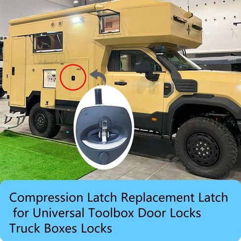 Single Point Compression Latch for Underbody Truck Tool Box Replacement Latch with Blind Studs, 1pc T-Handle Folding Design for Universal Toolbox Door Locks Truck Boxes Locks (Black-) in Kuwait