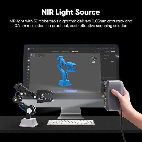 3DMakerpro 3D Scanner Moose Lite, Medium-Format 3D Scanners for Printing, NIR Light Source, Up to 0.05mm Accuracy, Mono Texture Scanning in Saudi Arabia
