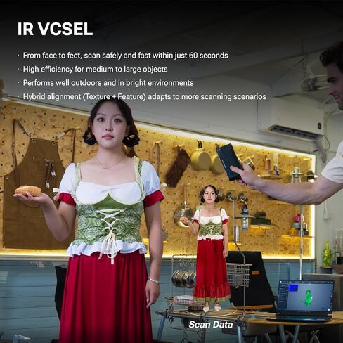 ماسح ضوئي ليزر ثلاثي الأبعاد من EINSTAR Rockit، ليزر أزرق 19+19 خطًا متقاطعًا، ليزر أزرق 7 خطوط متوازية، دعم مسح ليزر ثلاثي الأبعاد بدون علامات وضوء الأشعة تحت الحمراء VCSEL in Kuwait