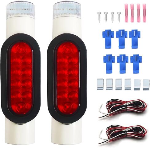 Aila 2PCS Boat Trailer Guide Pole Lights, IP67 Waterproof LED PVC Pipe Lights, 12V Submersible Turn Signal Brake Marker Reverse Lights for Trailer Guide-Ons in Kuwait