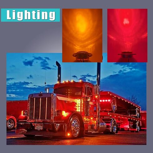 مصابيح LED للمقطورة مقاس 2 بوصة من AaSol، 2 بوصة مستديرة قطعتان باللون الأحمر قطعتان باللون الكهرماني - مقاومة للماء، غاطسة، مصابيح جانبية فائقة السطوع للمقطورات والشاحنات والقوارب والمركبات الترفيهية - سهلة التركيب in Kuwait