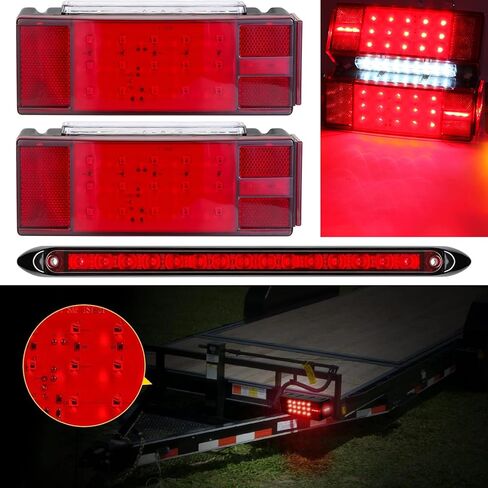 LIMICAR LED Submersible Boat Trailer Light Kit with 25 FT Wiring Harness, Stop Brake Turn Tail Lights, Amber Red Marker Lights and 13.7 Inch Third Brake Light Bar for Truck RV Utility Trailer in Saudi Arabia