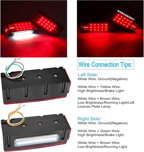 LIMICAR LED Submersible Boat Trailer Light Kit with 25 FT Wiring Harness, Stop Brake Turn Tail Lights, Amber Red Marker Lights and 13.7 Inch Third Brake Light Bar for Truck RV Utility Trailer in Saudi Arabia