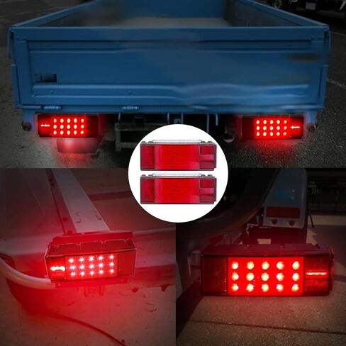 LIMICAR LED Submersible Boat Trailer Light Kit with 25 FT Wiring Harness, Stop Brake Turn Tail Lights, Amber Red Marker Lights and 13.7 Inch Third Brake Light Bar for Truck RV Utility Trailer in Saudi Arabia