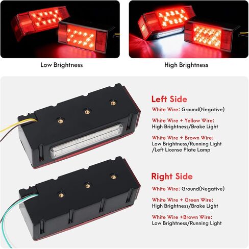 مجموعة إضاءة المقطورة LED، مصابيح مقطورة قارب مقاومة للماء IP68 غاطسة، لوحة ترخيص فائقة السطوع لإيقاف الفرامل، 4 مصابيح كهرمان + 2 مصابيح حمراء، شريط LED، حزام أسلاك بطول 25 قدمًا، أقل من 80 بوصة in Kuwait