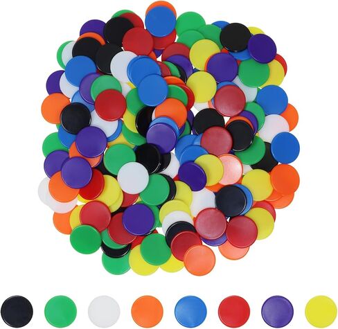 Shapenty 8 Colors 0.6Inch/15mm Small Plastic Learning Counters Chip Disks Counting Discs Markers for Math Practice and Poker Chips Game Tokens with Storage Box, 25PCS/Color, 200PCS in Saudi Arabia