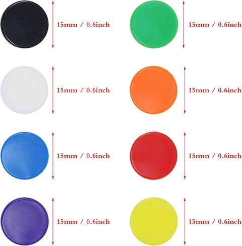 Shapenty 8 Colors 0.6Inch/15mm Small Plastic Learning Counters Chip Disks Counting Discs Markers for Math Practice and Poker Chips Game Tokens with Storage Box, 25PCS/Color, 200PCS in Saudi Arabia