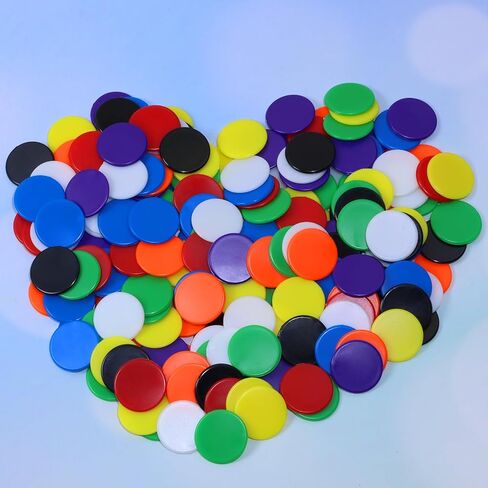 Shapenty 8 Colors 0.6Inch/15mm Small Plastic Learning Counters Chip Disks Counting Discs Markers for Math Practice and Poker Chips Game Tokens with Storage Box, 25PCS/Color, 200PCS in Saudi Arabia