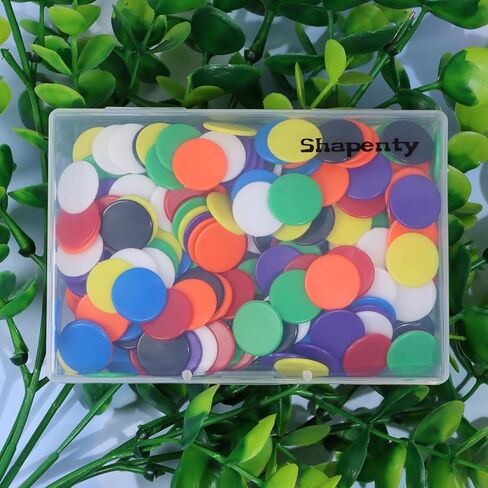 Shapenty 8 Colors 0.6Inch/15mm Small Plastic Learning Counters Chip Disks Counting Discs Markers for Math Practice and Poker Chips Game Tokens with Storage Box, 25PCS/Color, 200PCS in Saudi Arabia