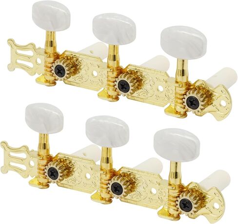1 Set Classical Guitar Tuning Pegs Keys Set, 3L3R Guitar Tuning Keys & Machine Heads - Professional Replacement Parts for Repair & Maintenance(Gold and White) in Saudi Arabia